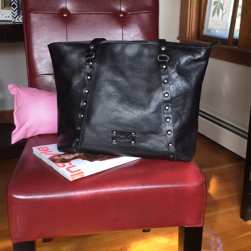 Patricia Nash Large Benvenuto Black Leather Tote